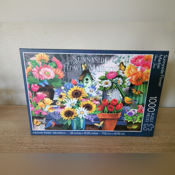 Crown Point Graphics 1000 Piece Puzzle "Sunnyside Flower Market" by Gina June - Picture 1 of 5